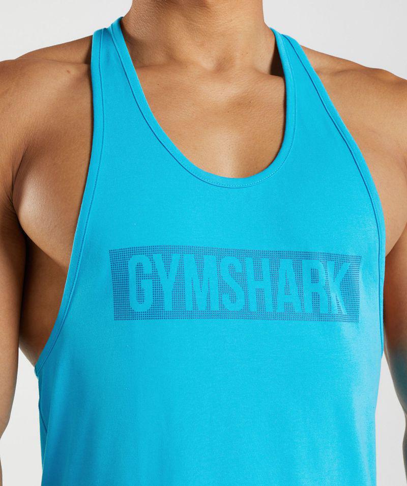 Gymshark Block Ujjatlan Póló Férfi Kék  Hungary |  RQDCG-9085