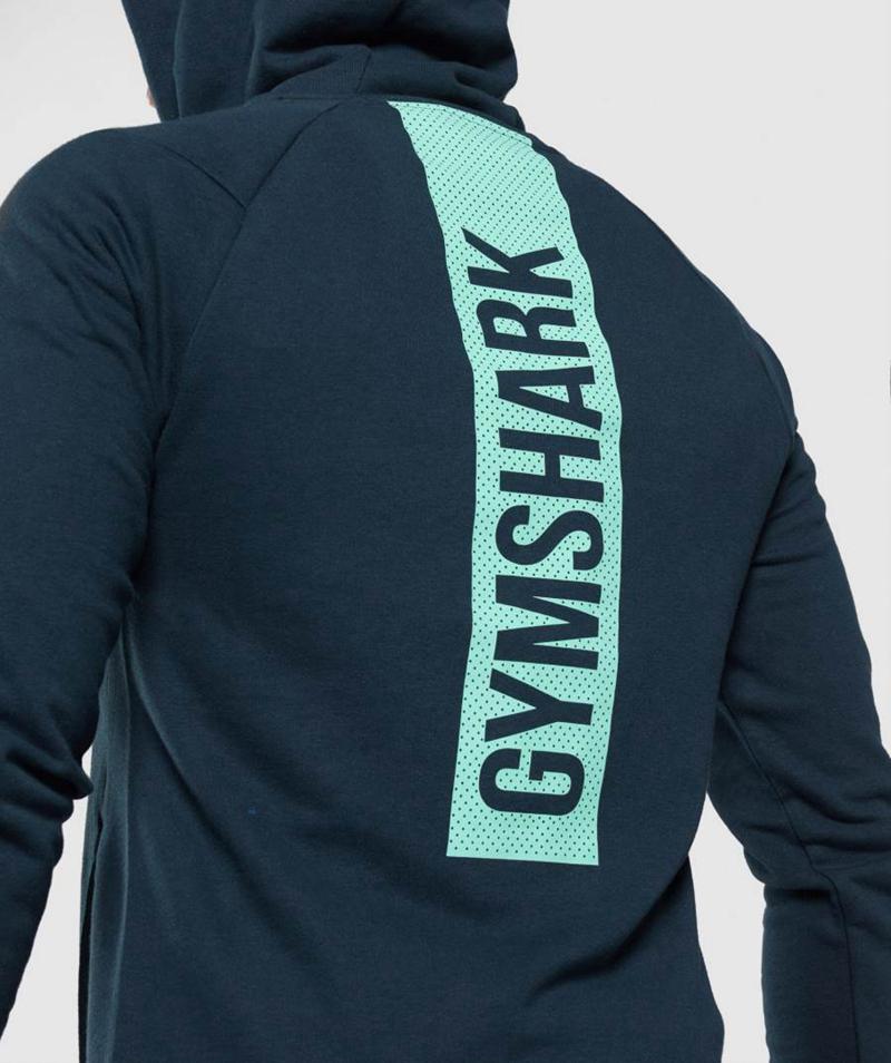 Gymshark Bold Kapucnis Pulóver Férfi Sötétkék  Hungary |  VJDAE-1678