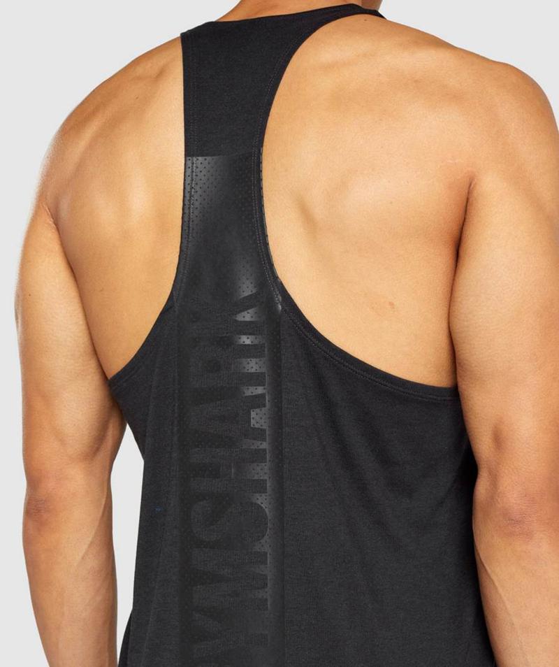 Gymshark Bold Stringer Ujjatlan Póló Férfi Fekete  Hungary |  CYPNR-3726