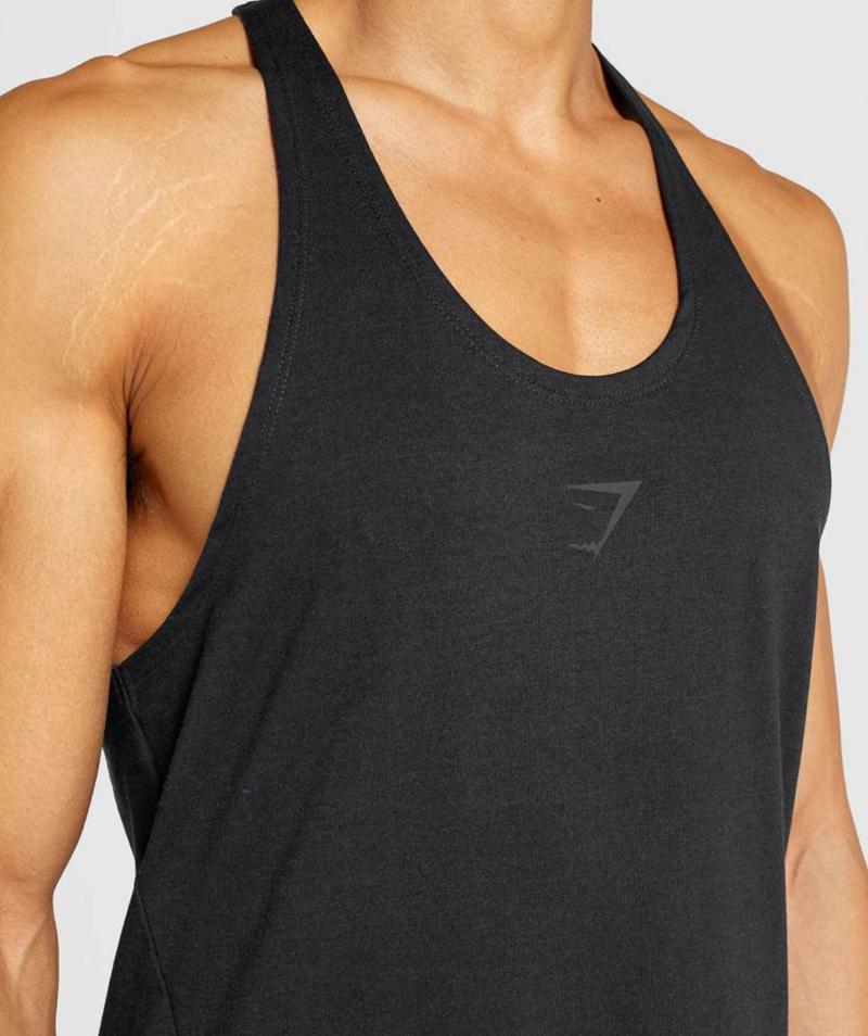 Gymshark Bold Stringer Ujjatlan Póló Férfi Fekete  Hungary |  CYPNR-3726