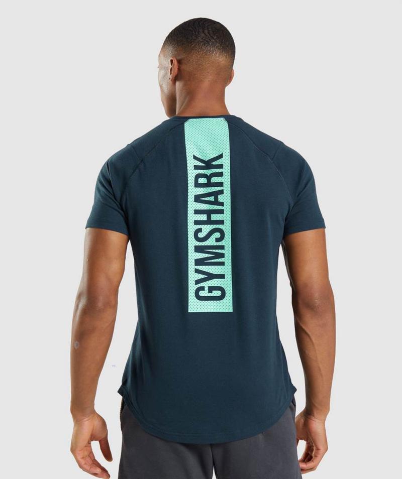 Gymshark Bold T-Shirts Férfi Sötétkék  Hungary |  EHLZY-1824