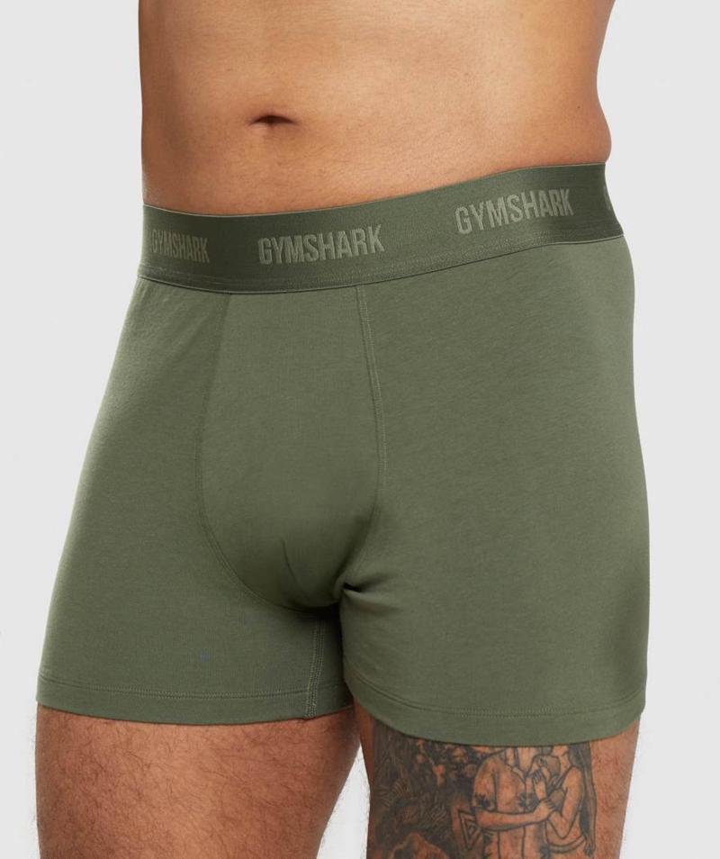 Gymshark Boxers 2pk Fehérnemű Férfi Sötétkék Olivazöld  Hungary |  FAGPZ-2639