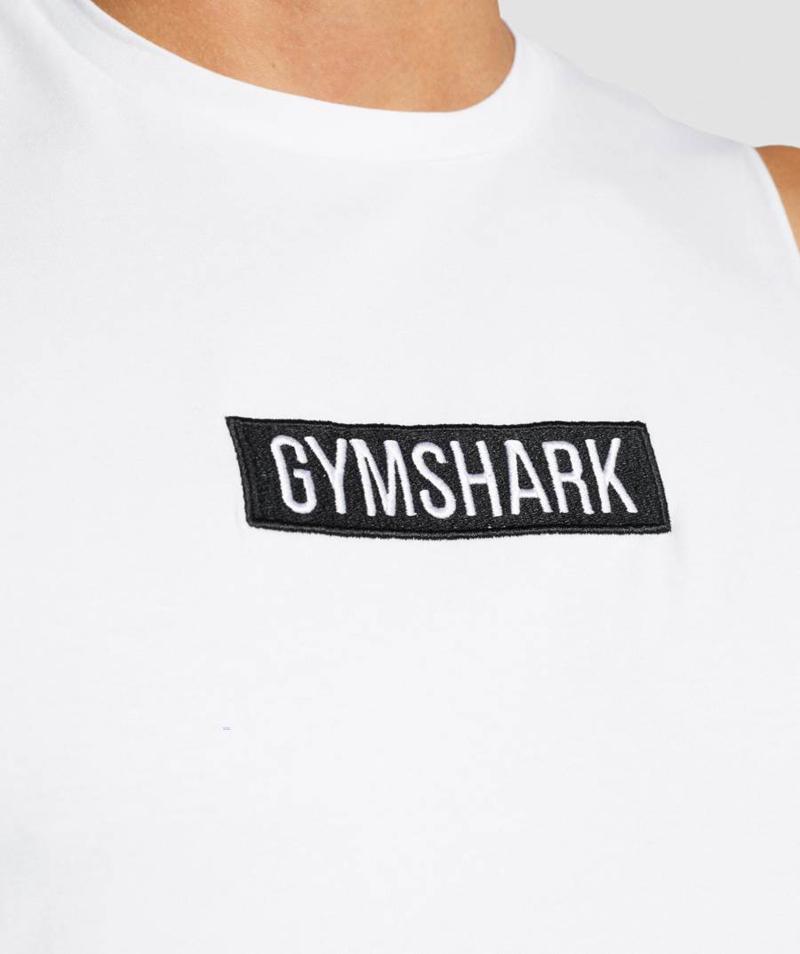 Gymshark Central Drop Arm Ujjatlan Póló Férfi Fehér  Hungary |  JHAYF-7168