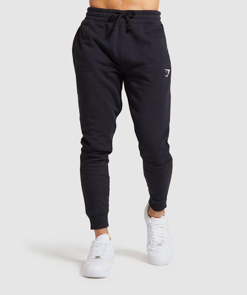 Gymshark Crest Jogger Nadrág Férfi Fekete  Hungary |  BTREV-9862