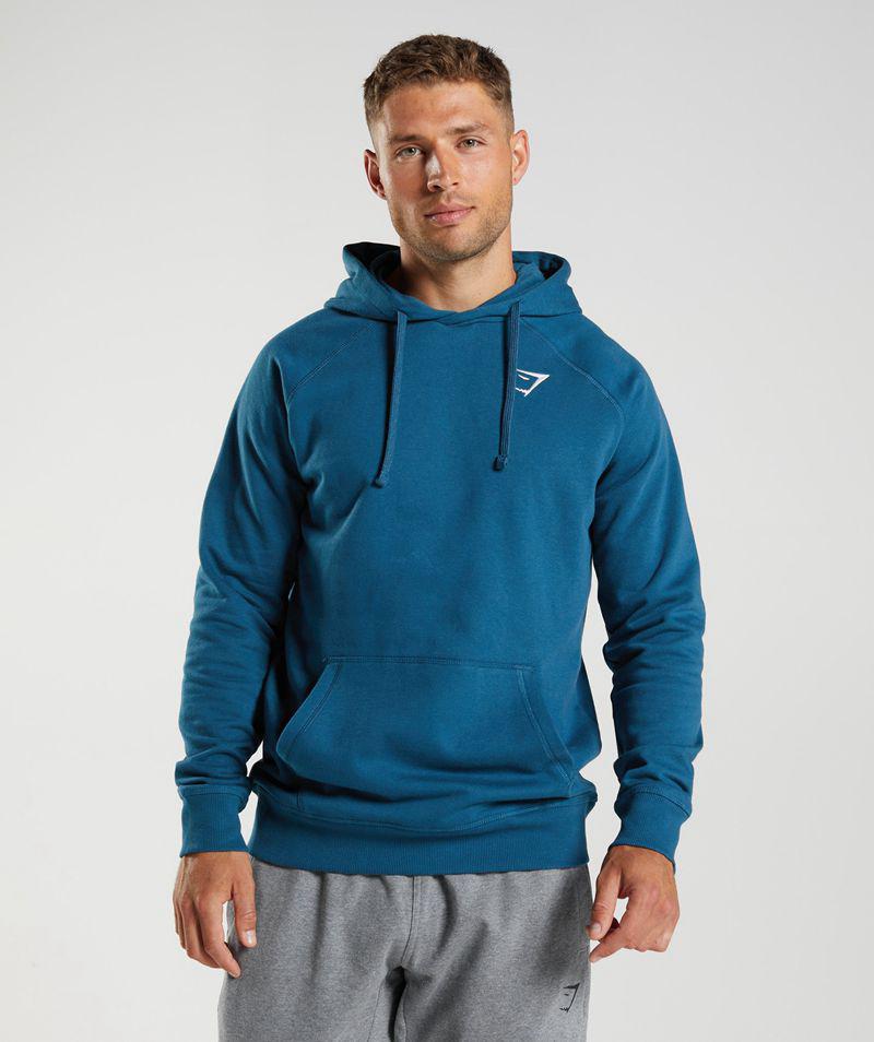 Gymshark Crest Kapucnis Pulóver Férfi Kék  Hungary |  VRGWE-3674