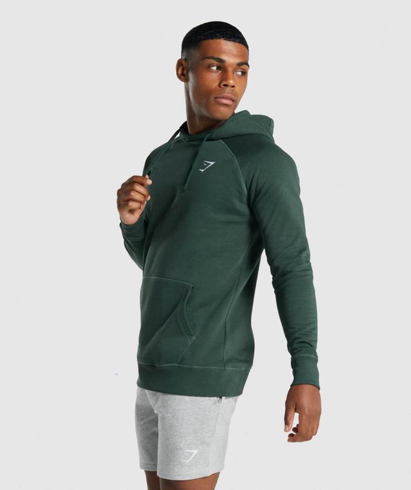 Gymshark Crest Kapucnis Pulóver Férfi Sötétzöld  Hungary |  ADNFO-8956