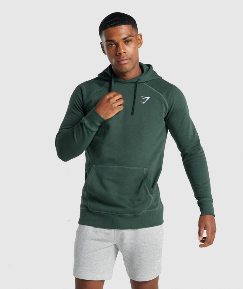 Gymshark Crest Kapucnis Pulóver Férfi Sötétzöld  Hungary |  ADNFO-8956