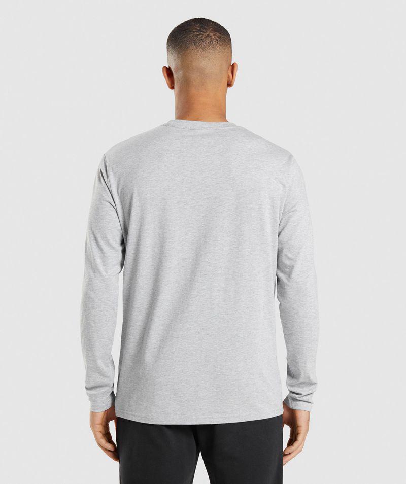 Gymshark Crest Long Sleeve T-Shirts Férfi Világos Szürke  Hungary |  DGCKN-2908