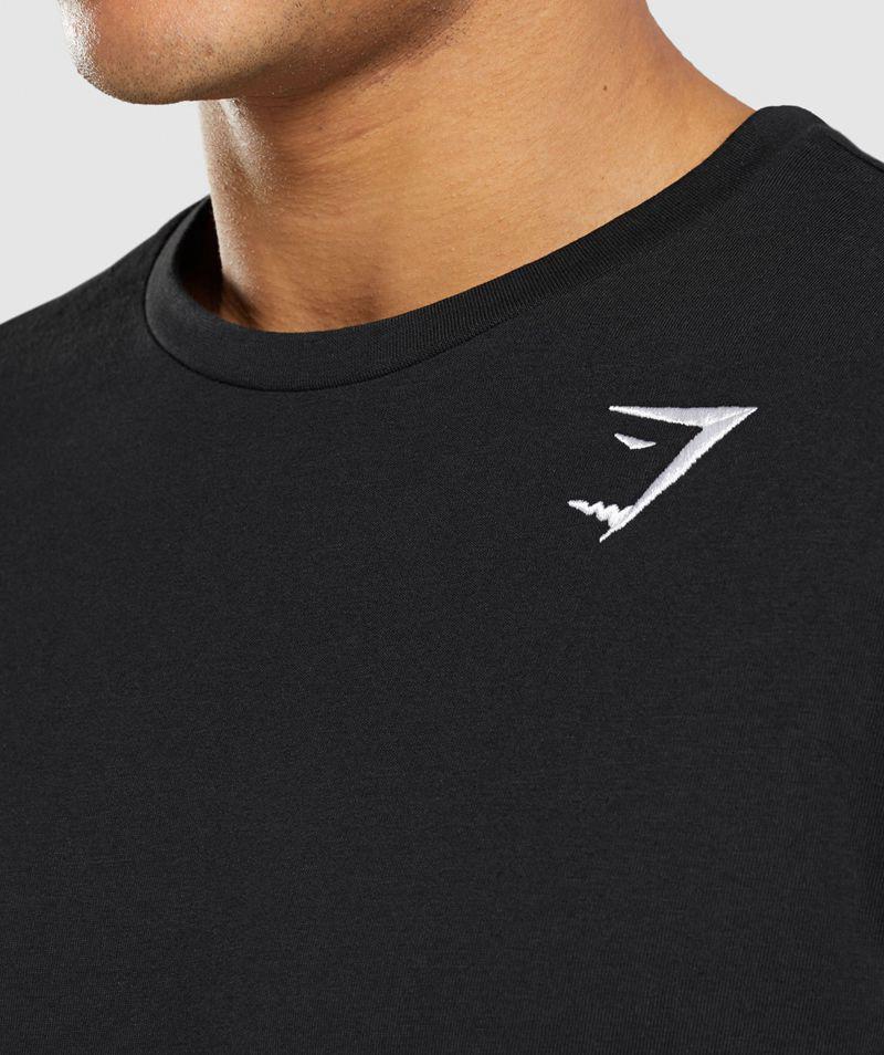 Gymshark Crest Long Sleeve T-Shirts Férfi Fekete  Hungary |  VYWGD-1302