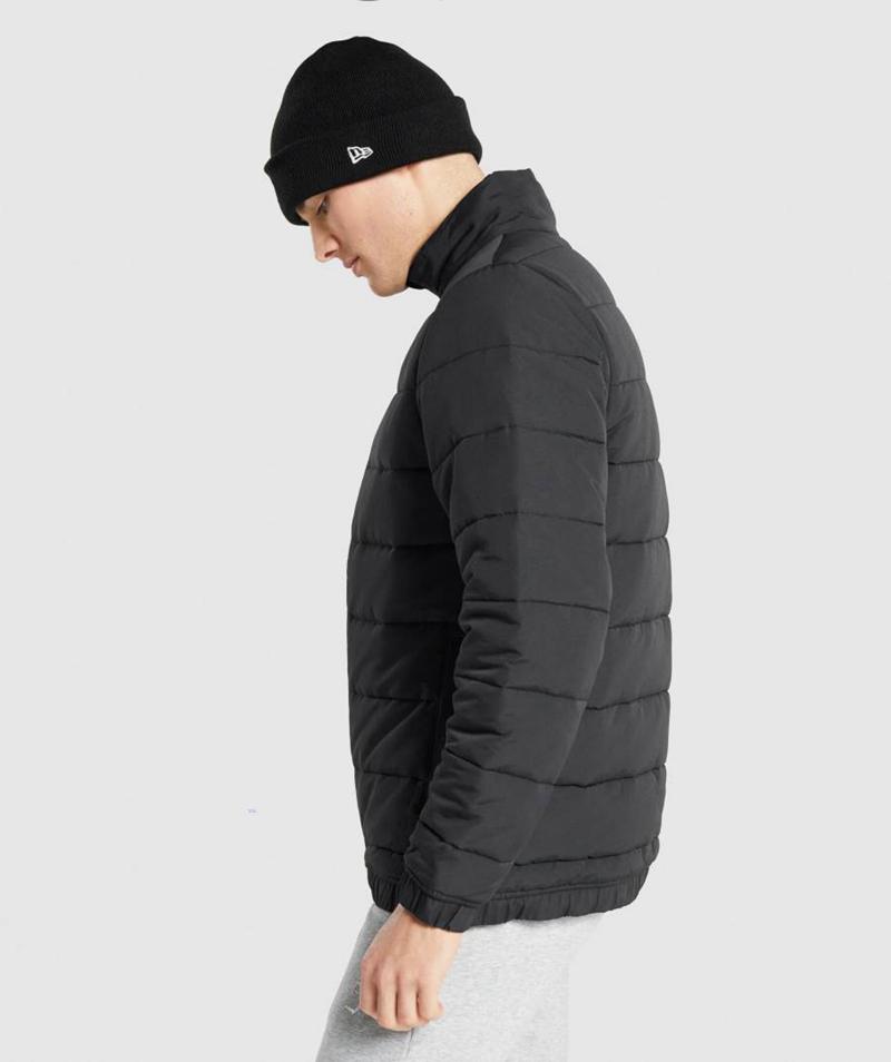 Gymshark Crest Puffer Kabát Férfi Fekete  Hungary |  MUSKZ-5802