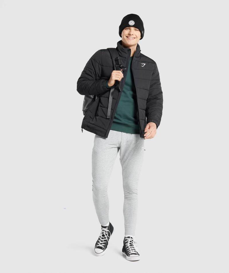 Gymshark Crest Puffer Kabát Férfi Fekete  Hungary |  MUSKZ-5802