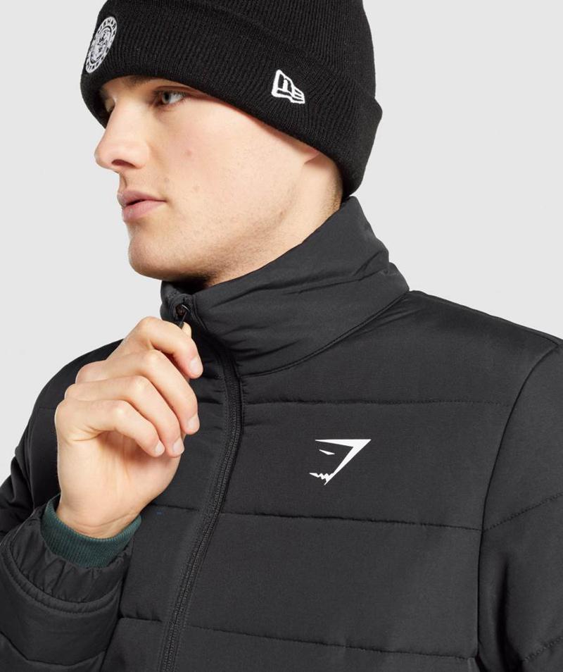 Gymshark Crest Puffer Kabát Férfi Fekete  Hungary |  MUSKZ-5802