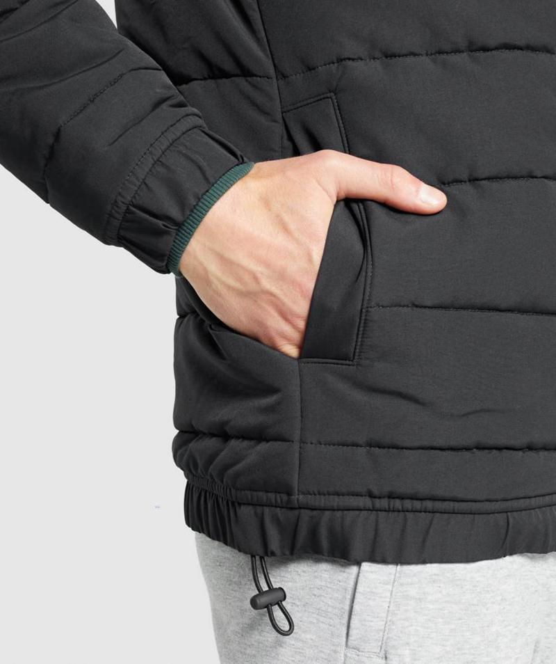 Gymshark Crest Puffer Kabát Férfi Fekete  Hungary |  MUSKZ-5802