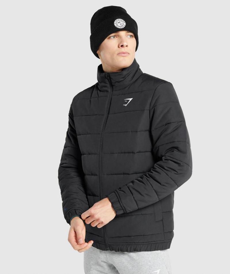 Gymshark Crest Puffer Kabát Férfi Fekete  Hungary |  MUSKZ-5802