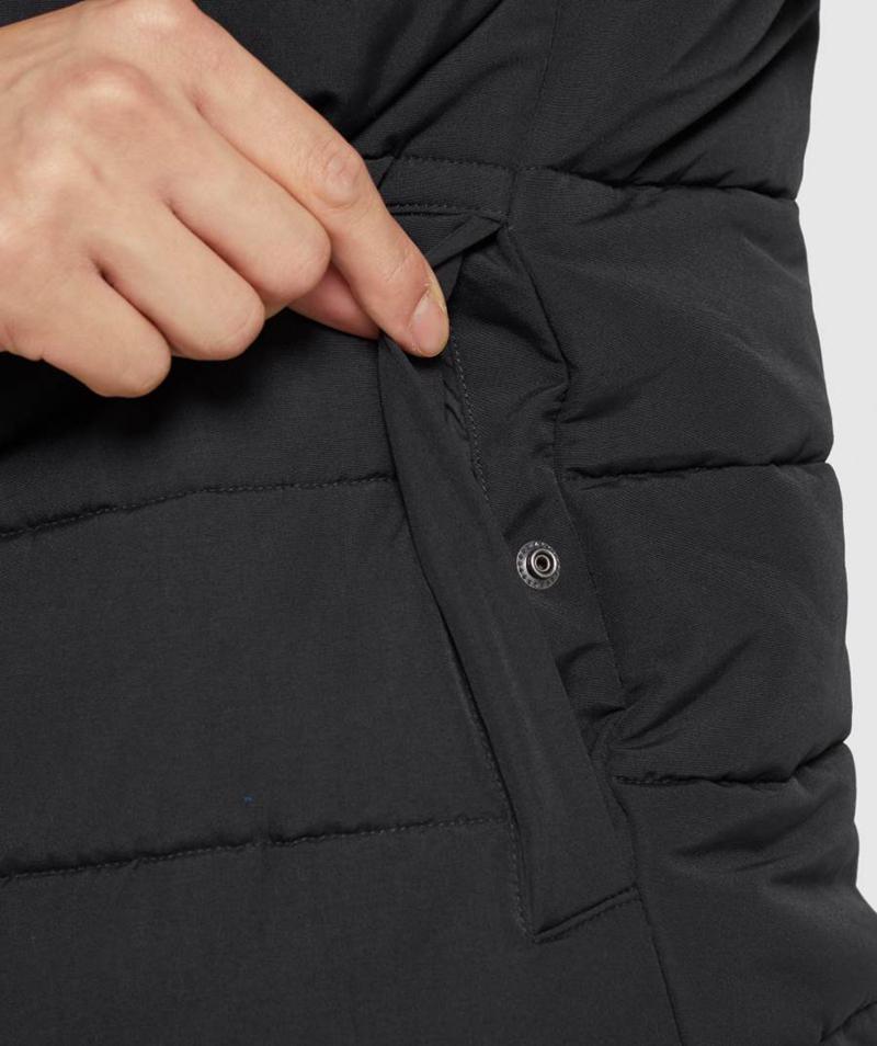 Gymshark Crest Puffer Mellény Férfi Fekete  Hungary |  WUSOE-4539