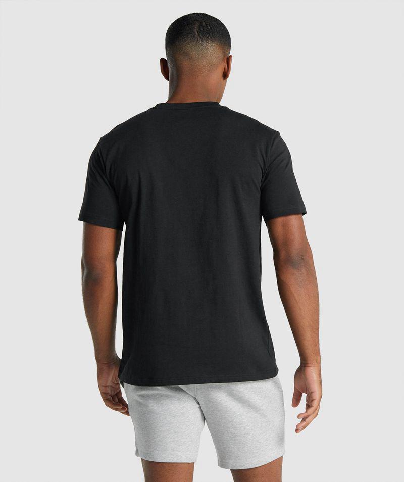 Gymshark Crest T-Shirts Férfi Fekete  Hungary |  TJXUF-8352