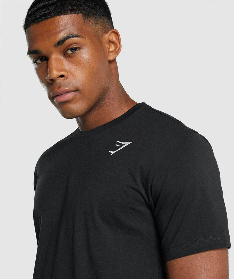 Gymshark Crest T-Shirts Férfi Fekete  Hungary |  TJXUF-8352