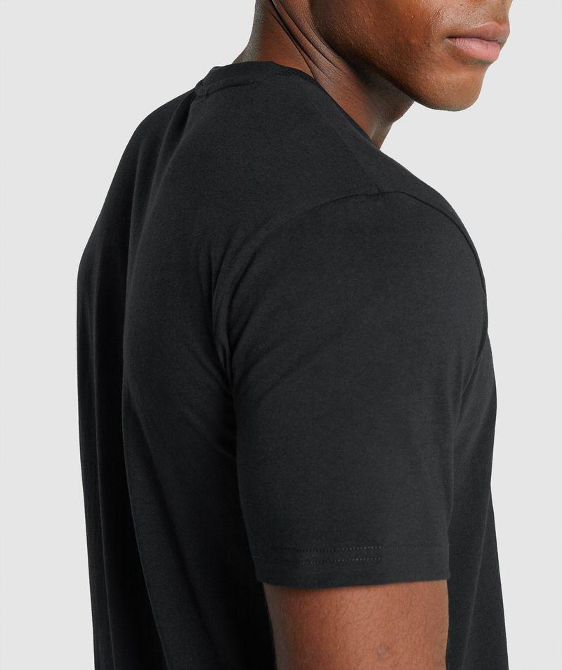 Gymshark Crest T-Shirts Férfi Fekete  Hungary |  TJXUF-8352