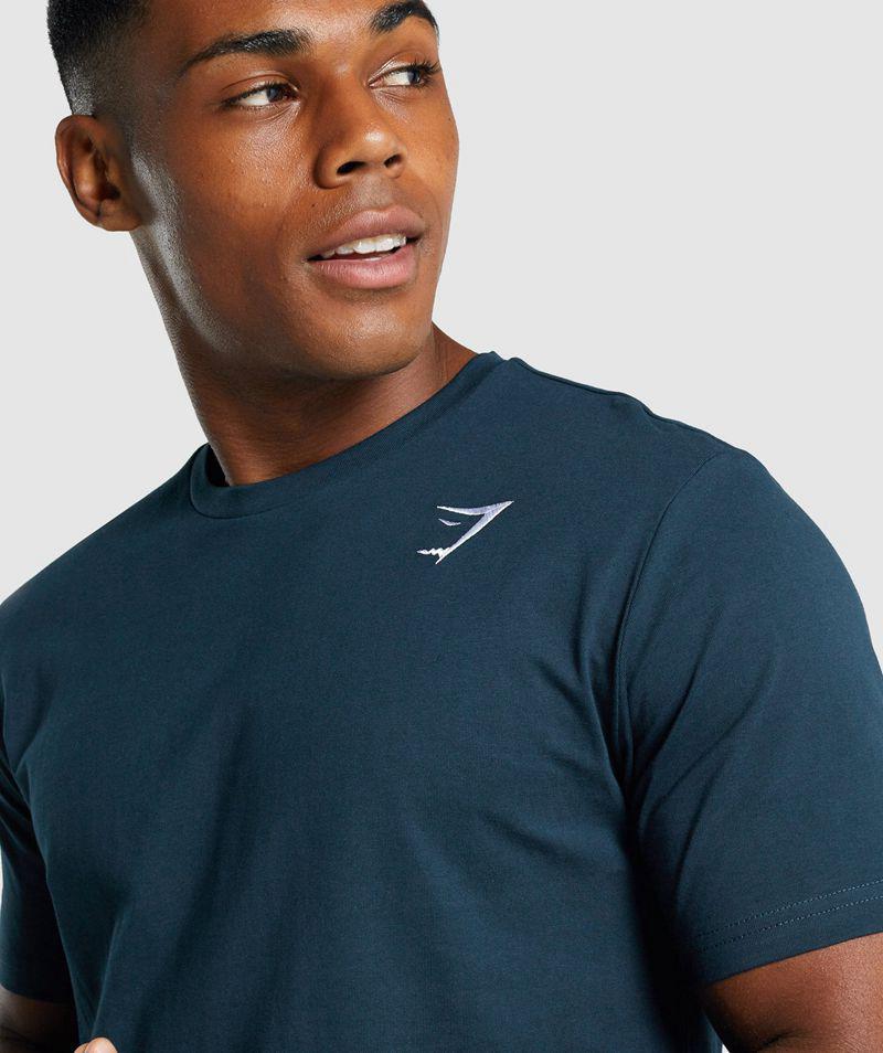 Gymshark Crest T-Shirts Férfi Sötétkék  Hungary |  NOQXA-4821