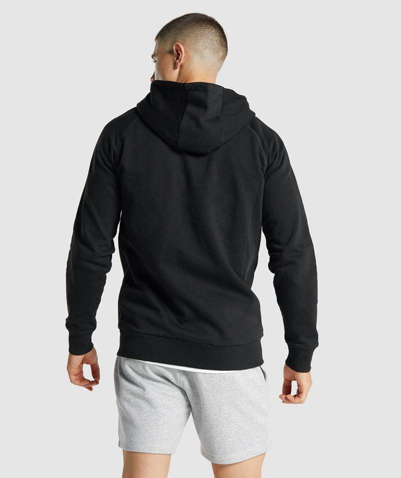 Gymshark Crest Zip Up Kapucnis Pulóver Férfi Fekete  Hungary |  ISYCL-5843