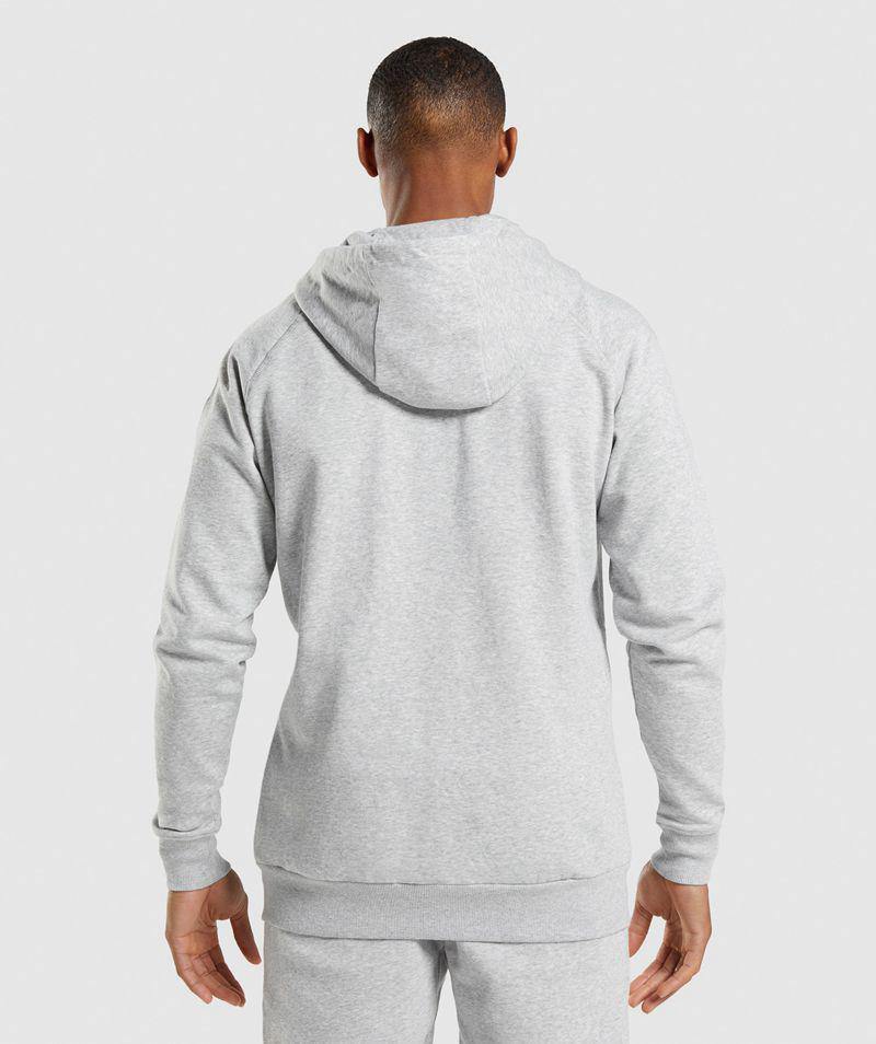 Gymshark Crest Zip Up Kapucnis Pulóver Férfi Világos Szürke  Hungary |  NWZTG-6781