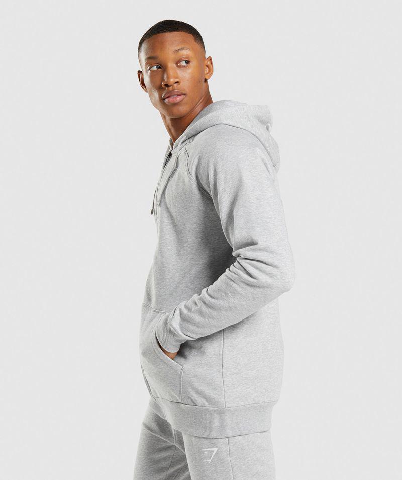 Gymshark Crest Zip Up Kapucnis Pulóver Férfi Világos Szürke  Hungary |  NWZTG-6781