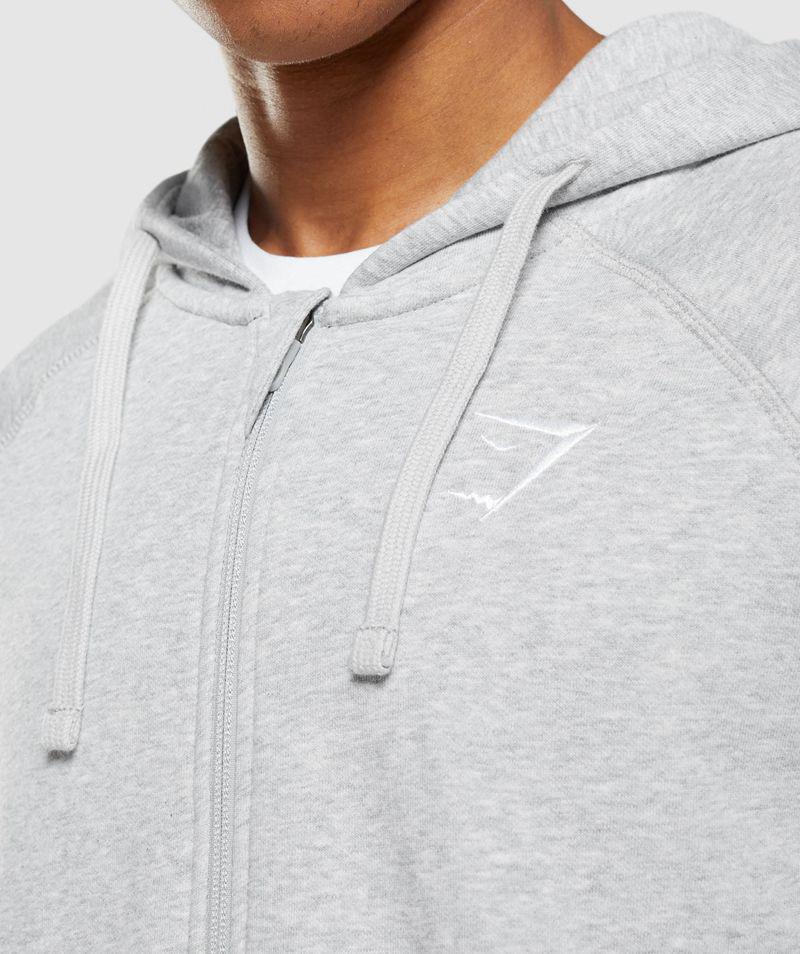 Gymshark Crest Zip Up Kapucnis Pulóver Férfi Világos Szürke  Hungary |  NWZTG-6781