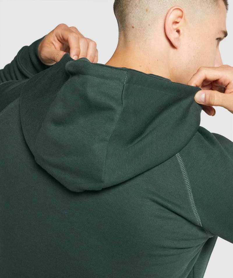 Gymshark Crest Zip Up Kapucnis Pulóver Férfi Sötétzöld  Hungary |  OGUQA-3418