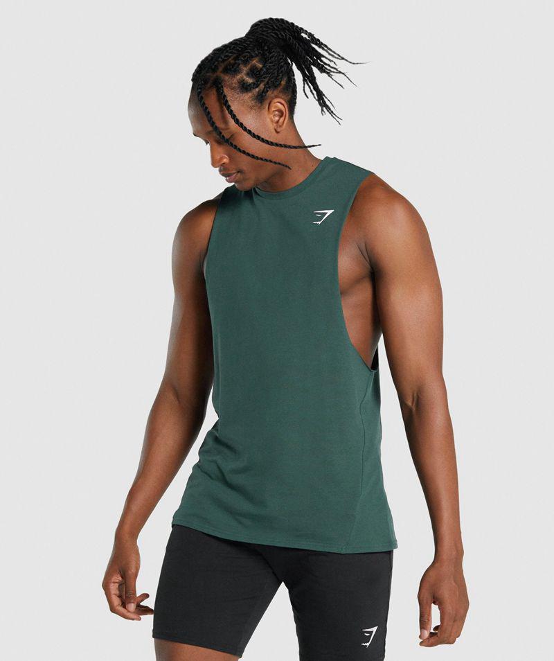 Gymshark Critical 2.0 Drop Arm Ujjatlan Póló Férfi Sötétzöld  Hungary |  DZSIL-6310