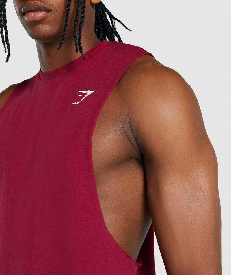 Gymshark Critical 2.0 Drop Arm Ujjatlan Póló Férfi Bordó  Hungary |  QOBMH-4392