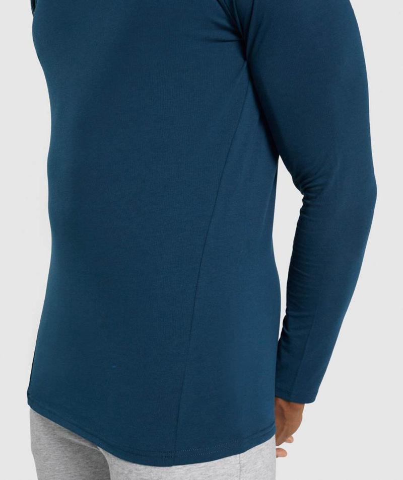 Gymshark Critical 2.0 Long Sleeve Pulóverek Férfi Sötétkék  Hungary |  FZHEO-2753