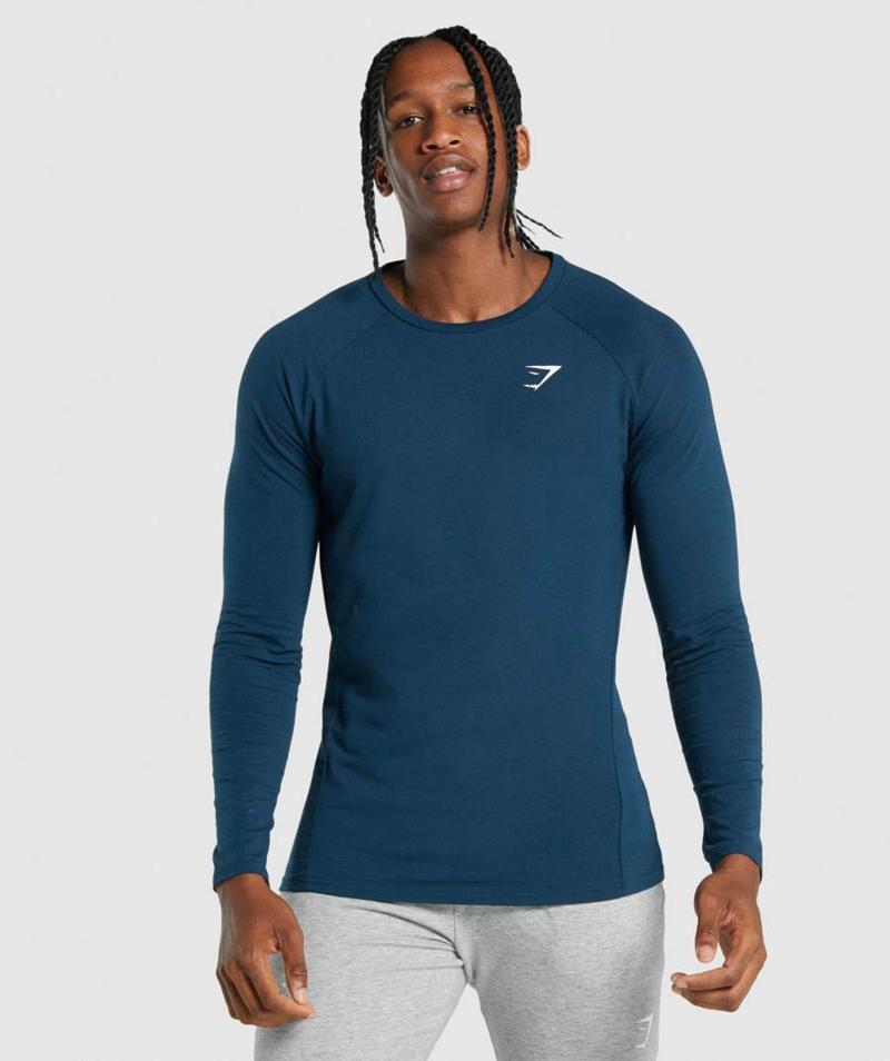 Gymshark Critical 2.0 Long Sleeve Pulóverek Férfi Sötétkék  Hungary |  FZHEO-2753