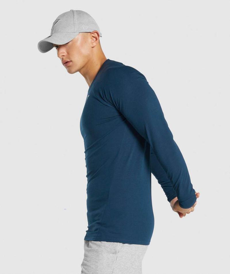 Gymshark Critical 2.0 Long Sleeve Pulóverek Férfi Sötétkék  Hungary |  IEJOH-7903