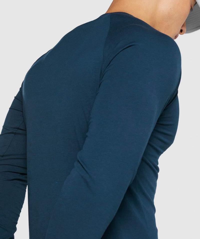 Gymshark Critical 2.0 Long Sleeve Pulóverek Férfi Sötétkék  Hungary |  IEJOH-7903