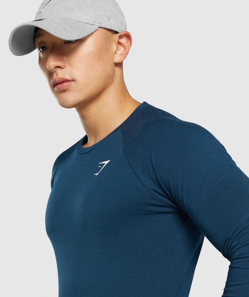 Gymshark Critical 2.0 Long Sleeve Pulóverek Férfi Sötétkék  Hungary |  IEJOH-7903