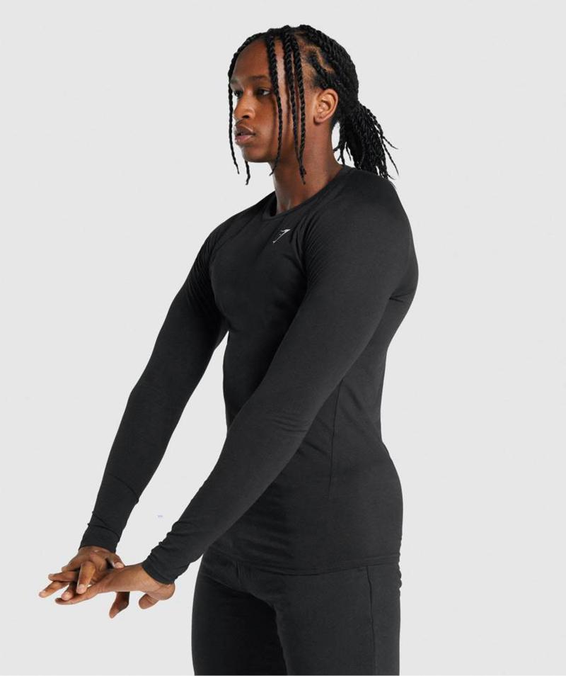 Gymshark Critical 2.0 Long Sleeve Pulóverek Férfi Fekete  Hungary |  RSIPL-8263