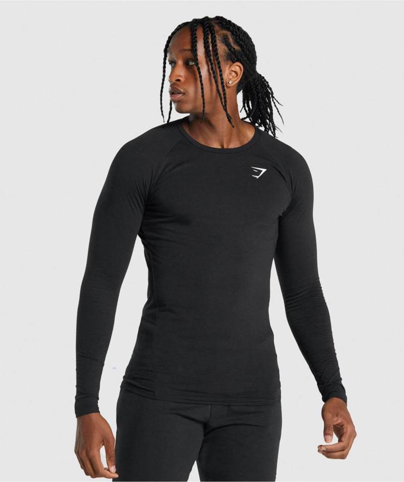 Gymshark Critical 2.0 Long Sleeve Pulóverek Férfi Fekete  Hungary |  RSIPL-8263