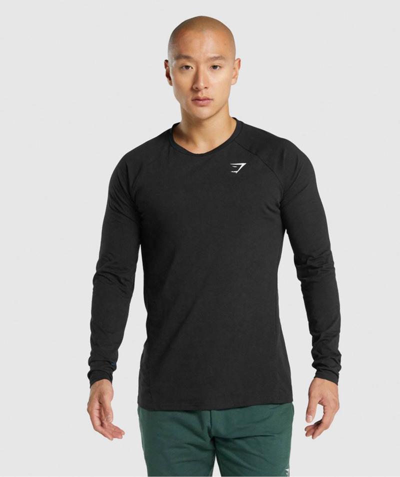 Gymshark Critical 2.0 Long Sleeve Pulóverek Férfi Fekete  Hungary |  SNVFM-2796