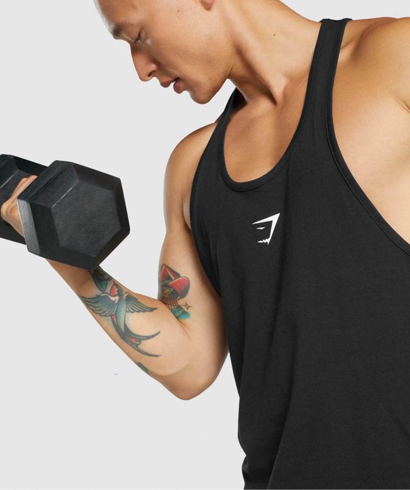 Gymshark Critical 2.0 Stringer Ujjatlan Póló Férfi Fekete  Hungary |  EIRQO-3078