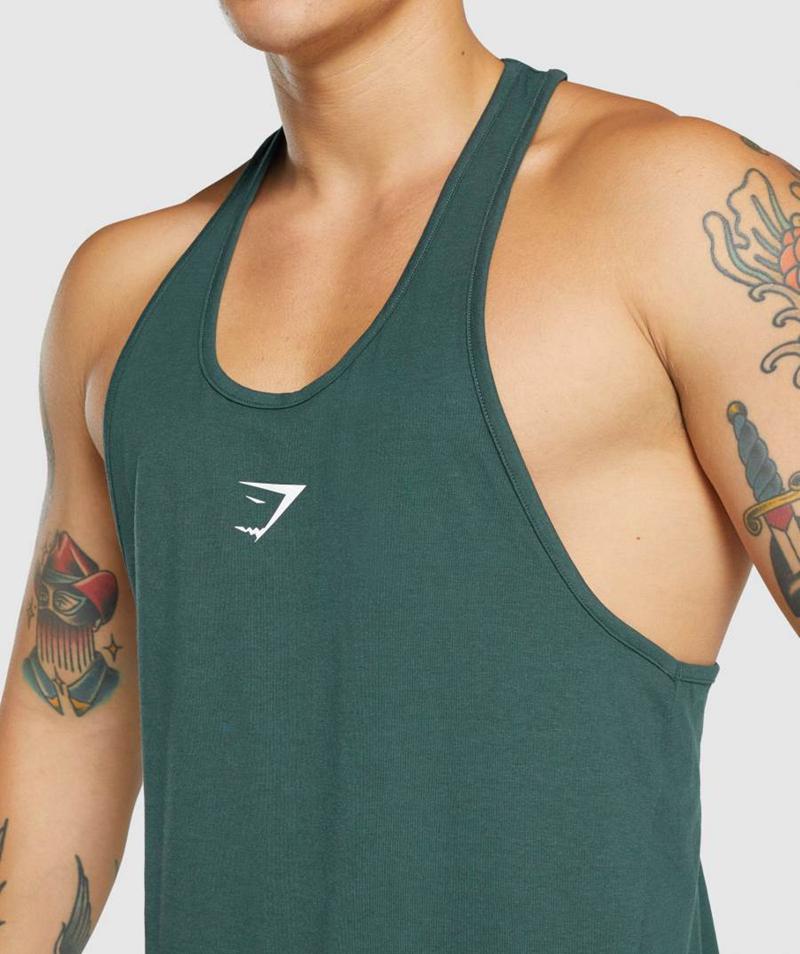 Gymshark Critical 2.0 Stringer Ujjatlan Póló Férfi Sötétzöld  Hungary |  RFQKC-8067