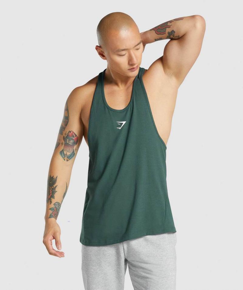 Gymshark Critical 2.0 Stringer Ujjatlan Póló Férfi Sötétzöld  Hungary |  RFQKC-8067