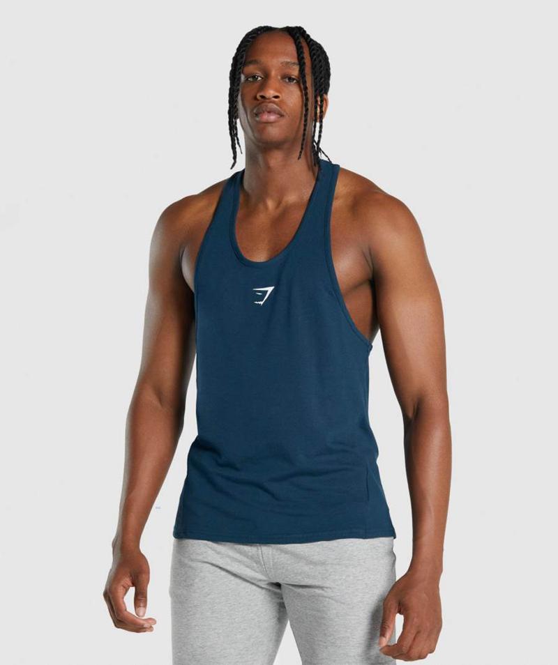 Gymshark Critical 2.0 Stringer Ujjatlan Póló Férfi Sötétkék  Hungary |  UPTOV-5098