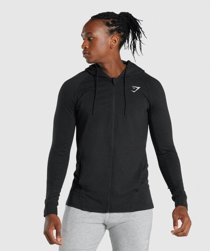 Gymshark Critical 2.0 Zip Up Kapucnis Pulóver Férfi Fekete  Hungary |  PXOJM-9034