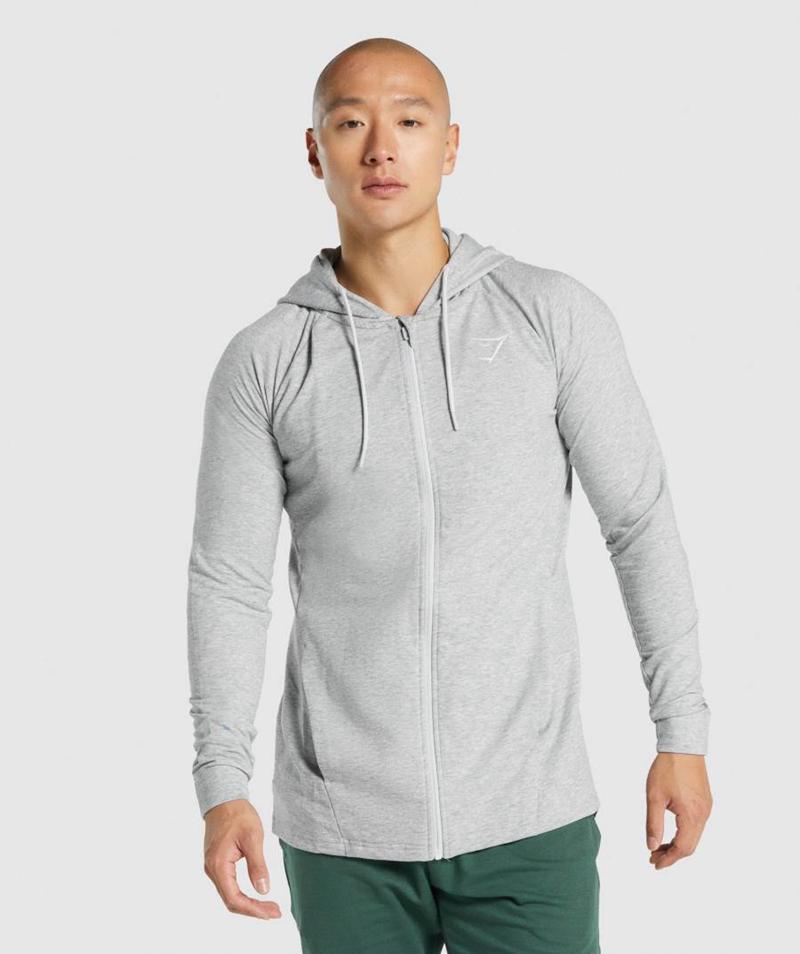 Gymshark Critical 2.0 Zip Up Kapucnis Pulóver Férfi Világos Szürke  Hungary |  XRDNT-0184