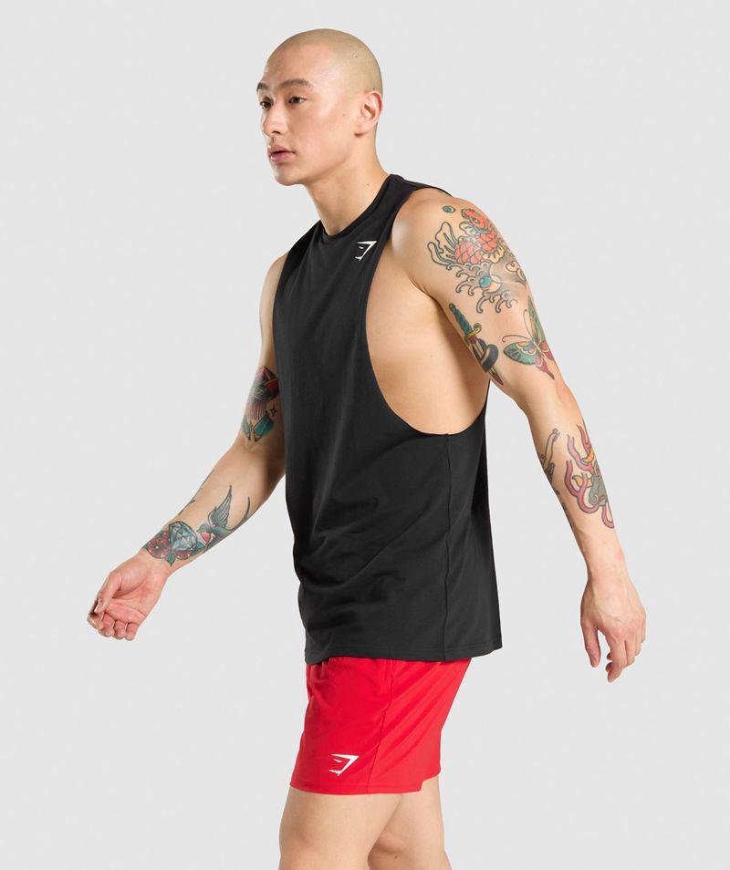 Gymshark Critical Drop Arm Ujjatlan Póló Férfi Fekete  Hungary |  WATMP-4138