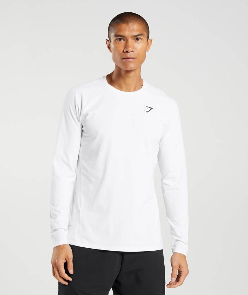 Gymshark Critical Long Sleeve Pulóverek Férfi Fehér  Hungary |  TQXNW-2415