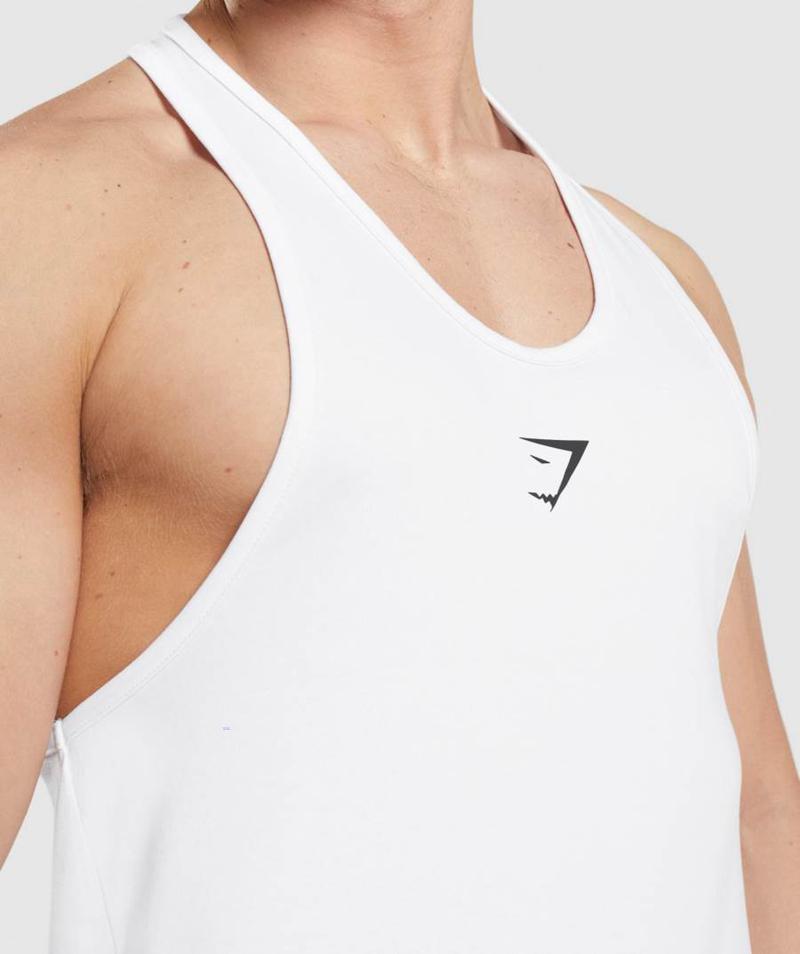 Gymshark Critical Stringer Ujjatlan Póló Férfi Fehér  Hungary |  YXTZS-8174