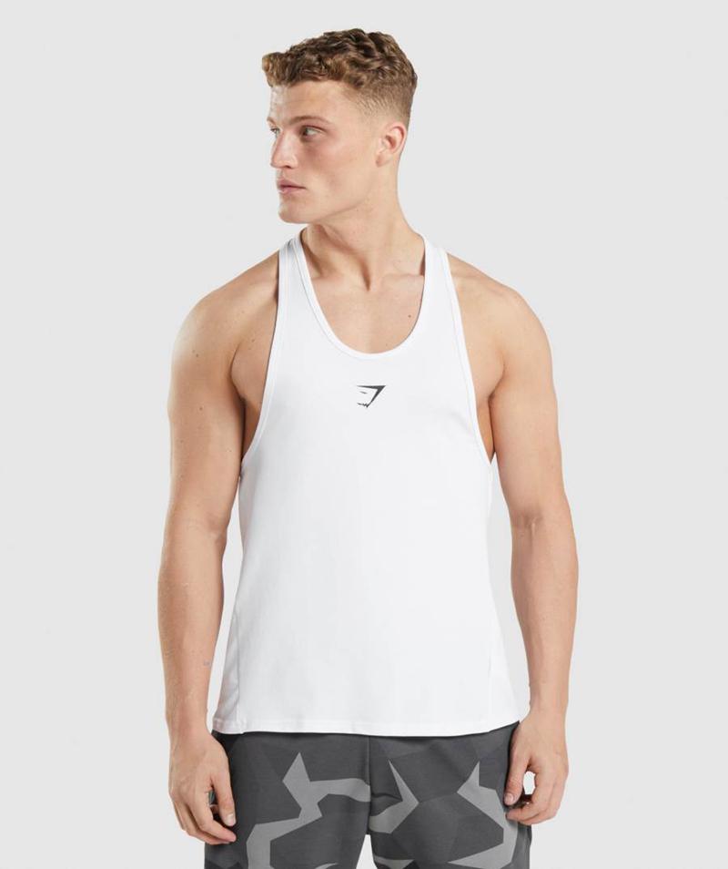 Gymshark Critical Stringer Ujjatlan Póló Férfi Fehér  Hungary |  YXTZS-8174