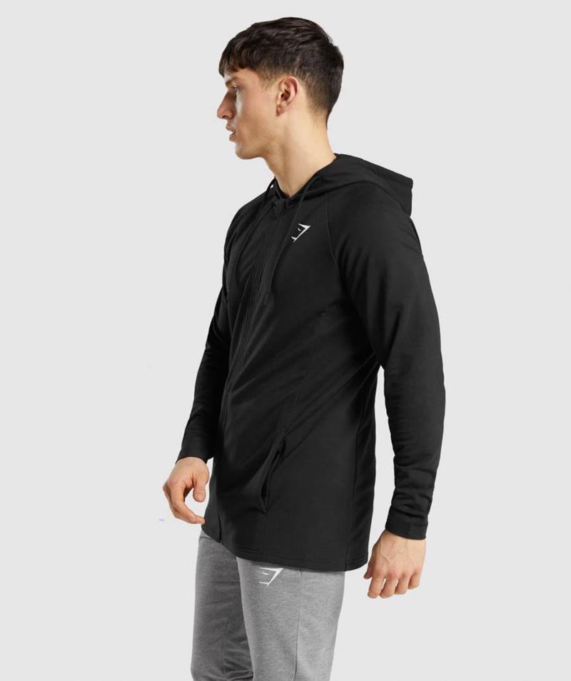 Gymshark Critical Zip Kapucnis Pulóver Férfi Fekete  Hungary |  DPSRU-1780