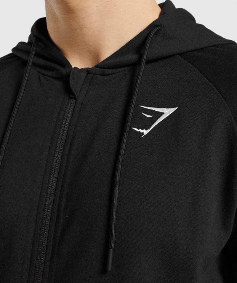 Gymshark Critical Zip Kapucnis Pulóver Férfi Fekete  Hungary |  DPSRU-1780